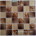 Misture o mosaico de vidro laminado dourado e marrom